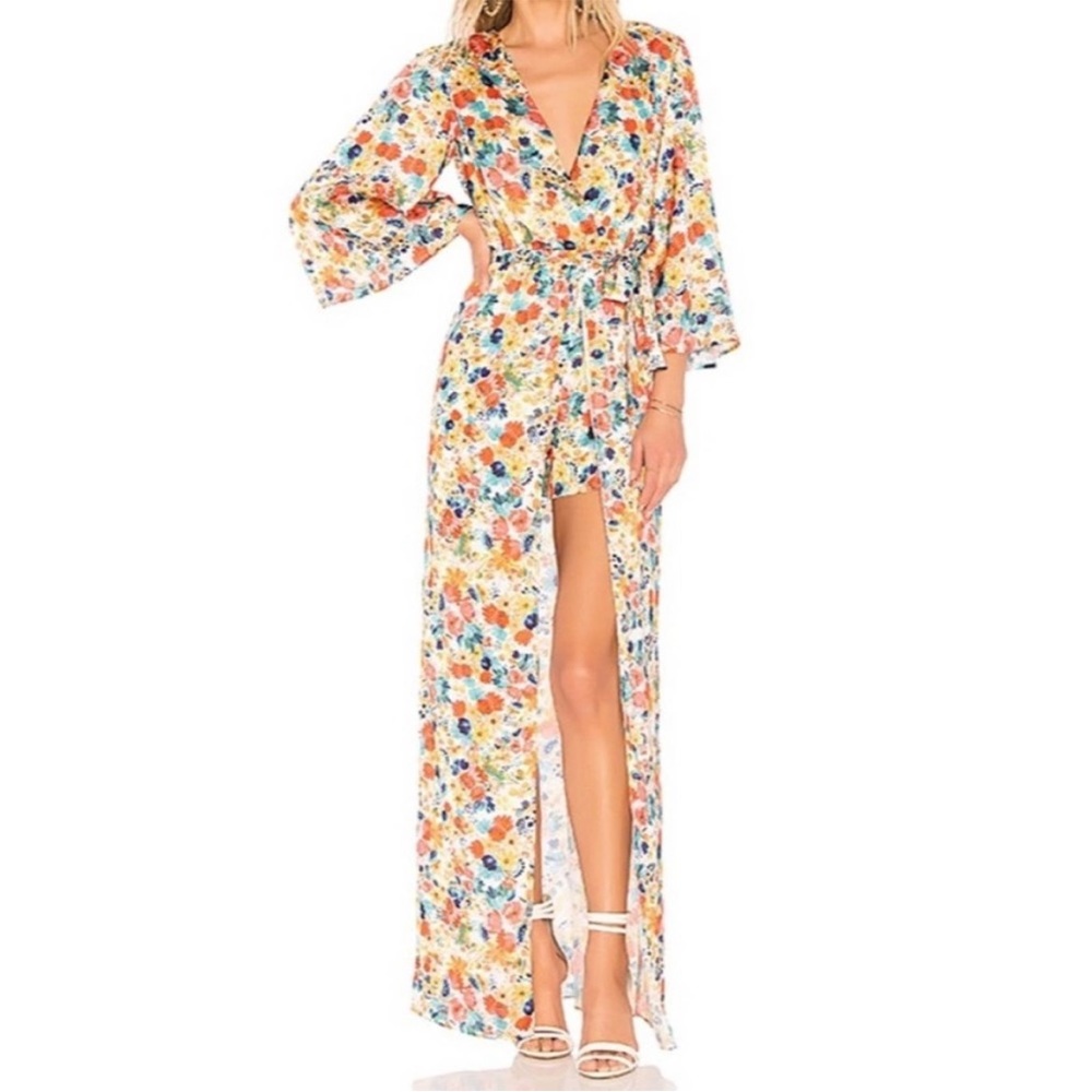 Lovers And Friends Betty Romper Bouquet Floral Satin No Belt Size S Wome…